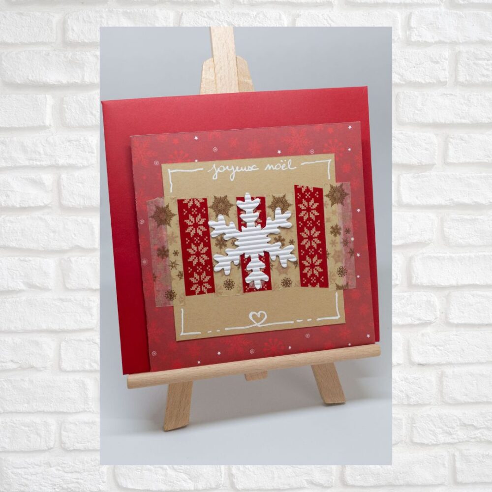 Carte de vœux Noël - Flocon rouge