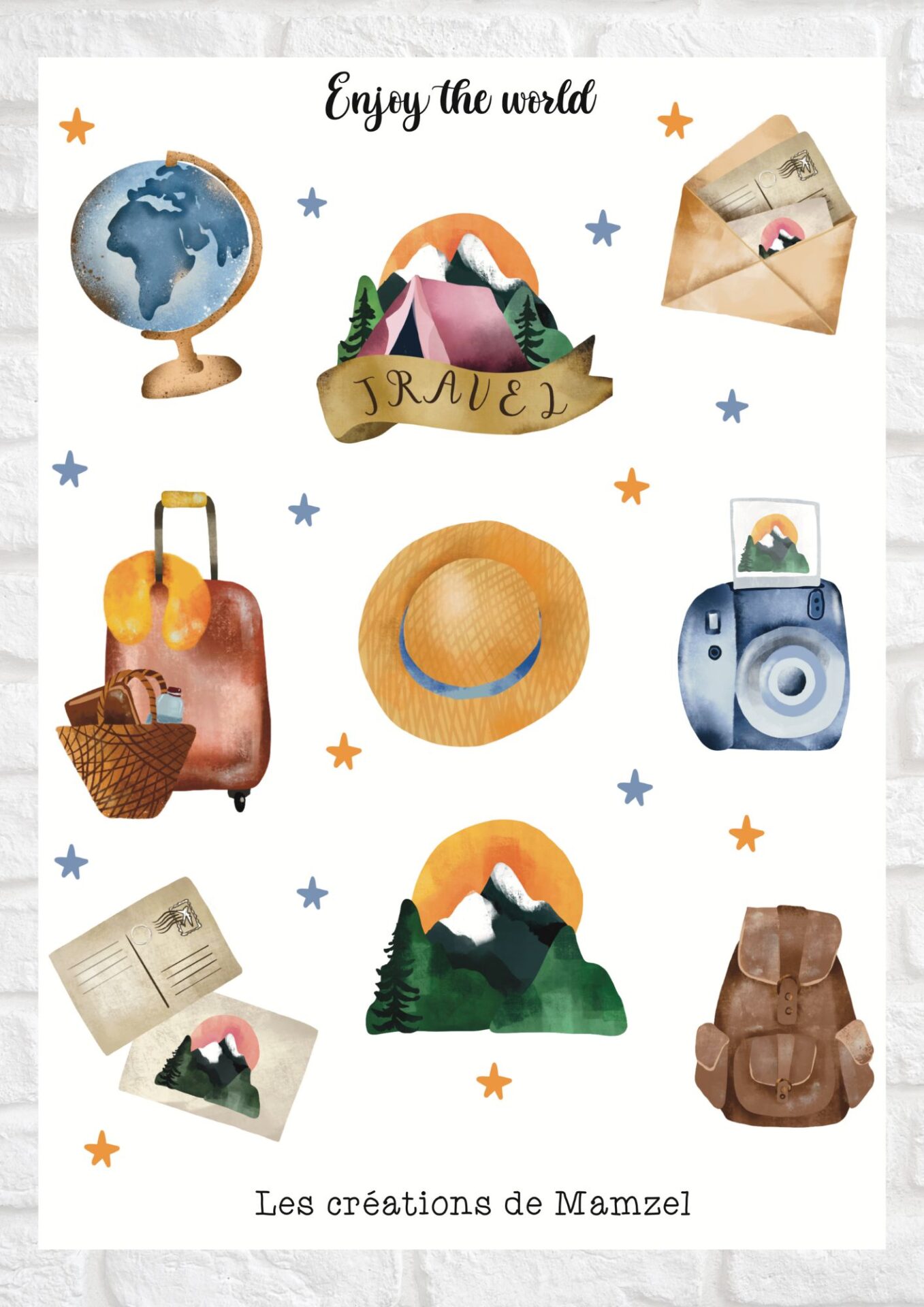 Vente planche de stickers pour enfants / ados - Boutique en ligne - Création française - Enjoy the world