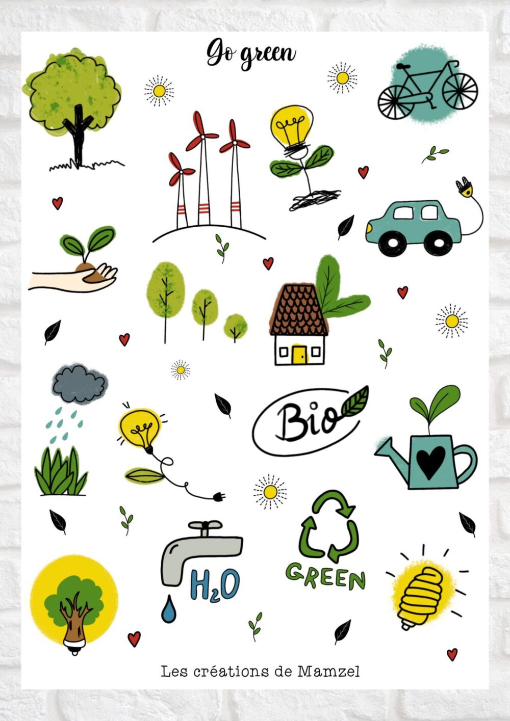 Vente planche de stickers pour enfants / ados - Boutique en ligne - Création française - Go green