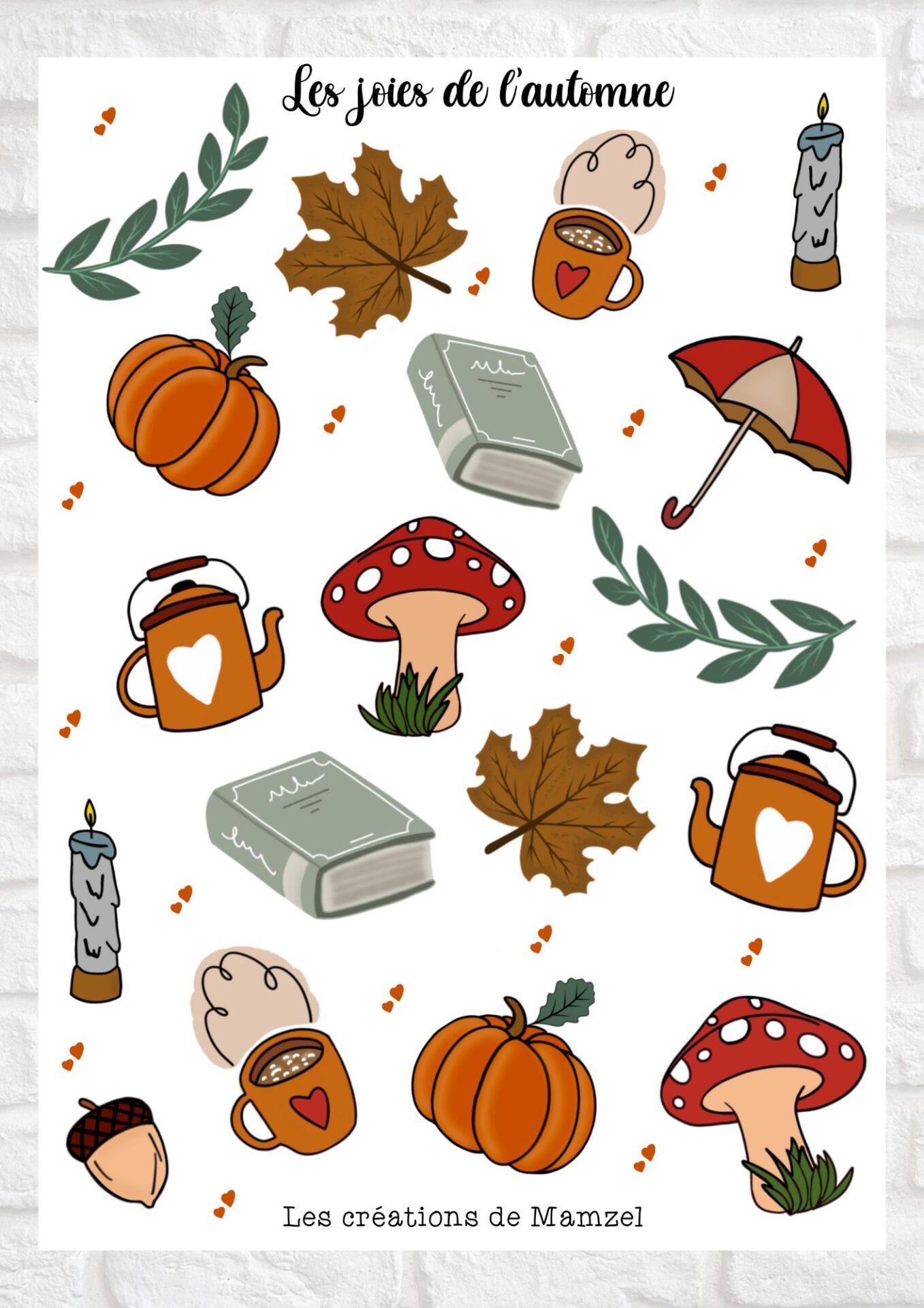Vente planche de stickers pour enfants / ados - Boutique en ligne - Création française - Les joies de l'automne