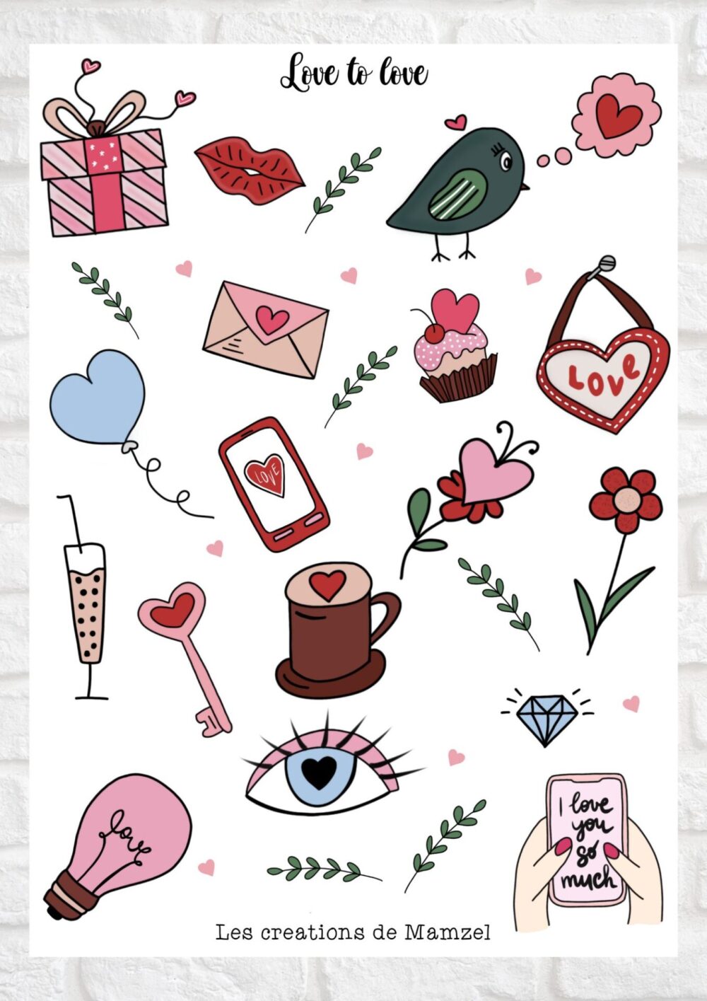 Vente planche de stickers pour enfants / ados - Boutique en ligne - Création française - Love to love
