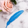 Marque page 2 - plume - Bleu paillettes - boutique idées cadeaux - boutique en ligne - création française et artisanale.