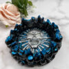Cendrier skull noir et bleu - boutique idées cadeaux - boutique en ligne - création française et artisanale.