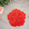 Dessous de verre fleur - rouge paillette - Boutique en ligne d'idées cadeau et de décoration