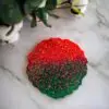 Dessous de verre - vert rouge paillettes - Boutique en ligne d'idées cadeau et de décoration