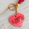 Porte clé cœur rouge rose marbre - Boutique en ligne d'idées cadeau et de décoration en jesmonite et en résine