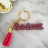 Porte clé mot - Bombasse rosé mauve - Boutique en ligne d'idées cadeau et de décoration