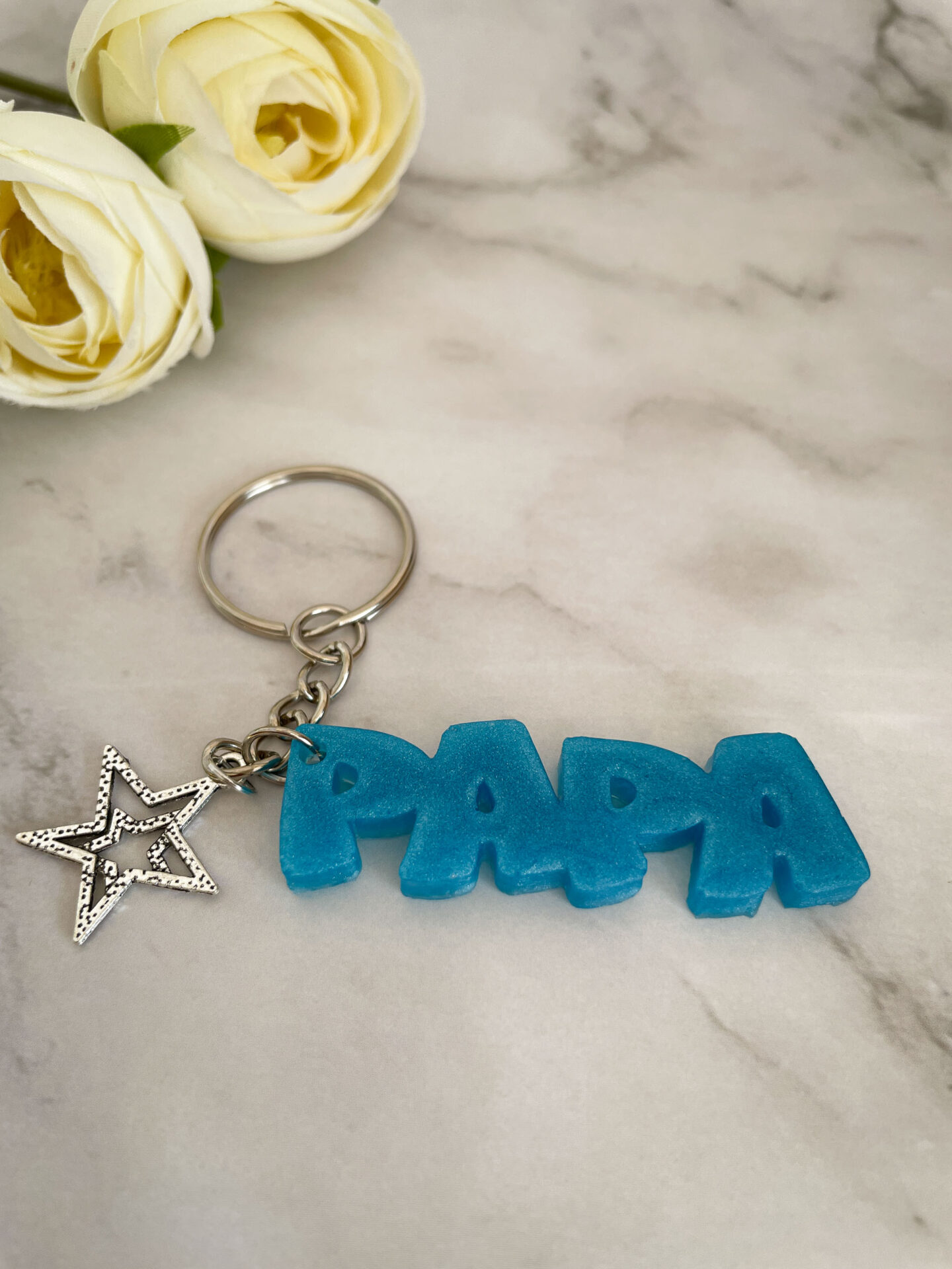 Porte clé mot - Papa bleu etoile - Boutique en ligne d'idées cadeau et de décoration