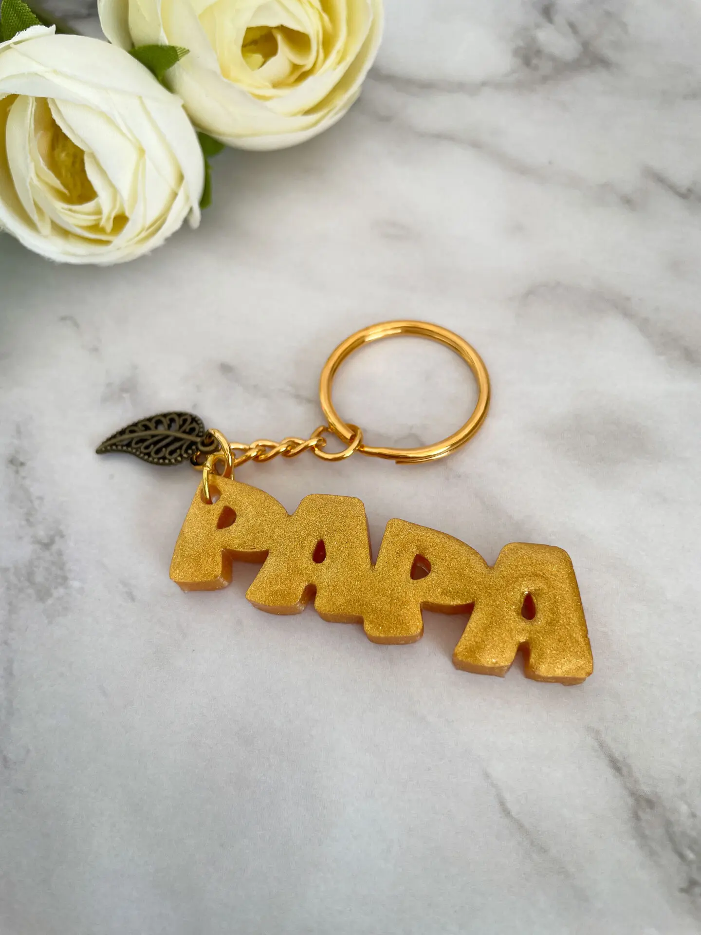 Porte clé mot - Papa doré plume - Boutique en ligne d'idées cadeau et de décoration