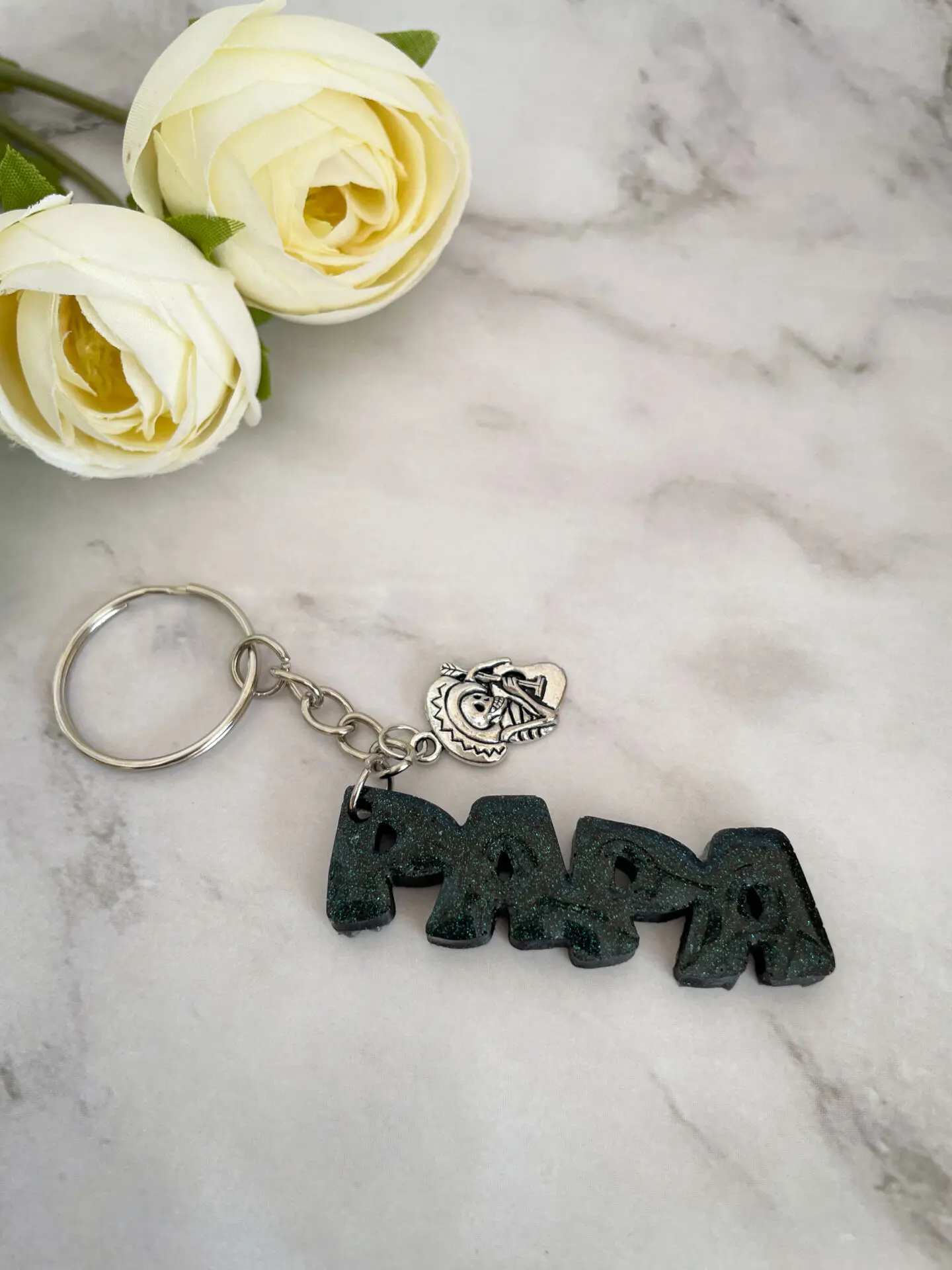 Porte clé mot - Papa noir caméléon skull - Boutique en ligne d'idées cadeau et de décoration