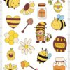 Vente planche de stickers pour enfants / ados - Boutique en ligne - Création française - Bee happy - sticker abeille animaux