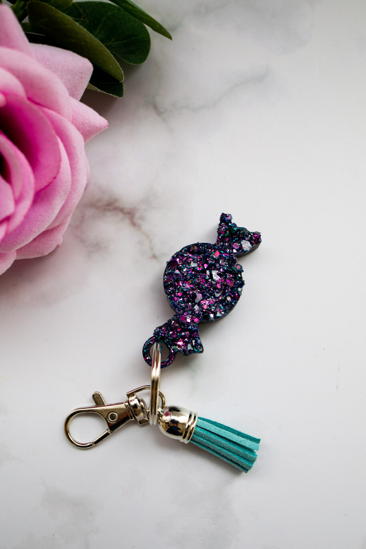Porte clé bonbon diamant noir paillette - Boutique en ligne d'idées cadeau et de décoration pour la fête des mères ou pour un anniversaire