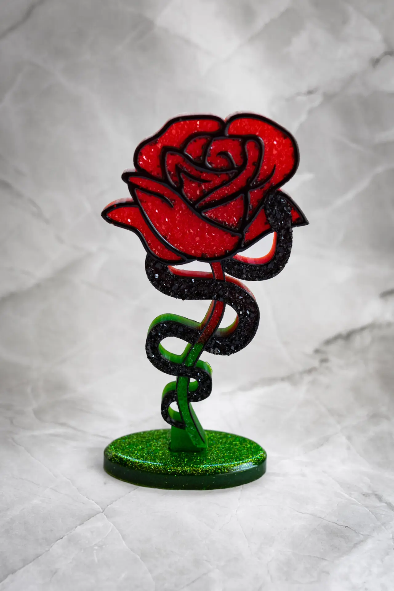 Rose diamant vert rouge noir - Boutique en ligne d'idées cadeau et de décoration résine jesmonite badges et stickers