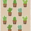 Vente planche de stickers pour enfants / ados - Boutique en ligne - Création française - Kawaii cactus