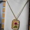 Bijoux collier pendentif fleur rouge et feuille or - boutique de créateur - France