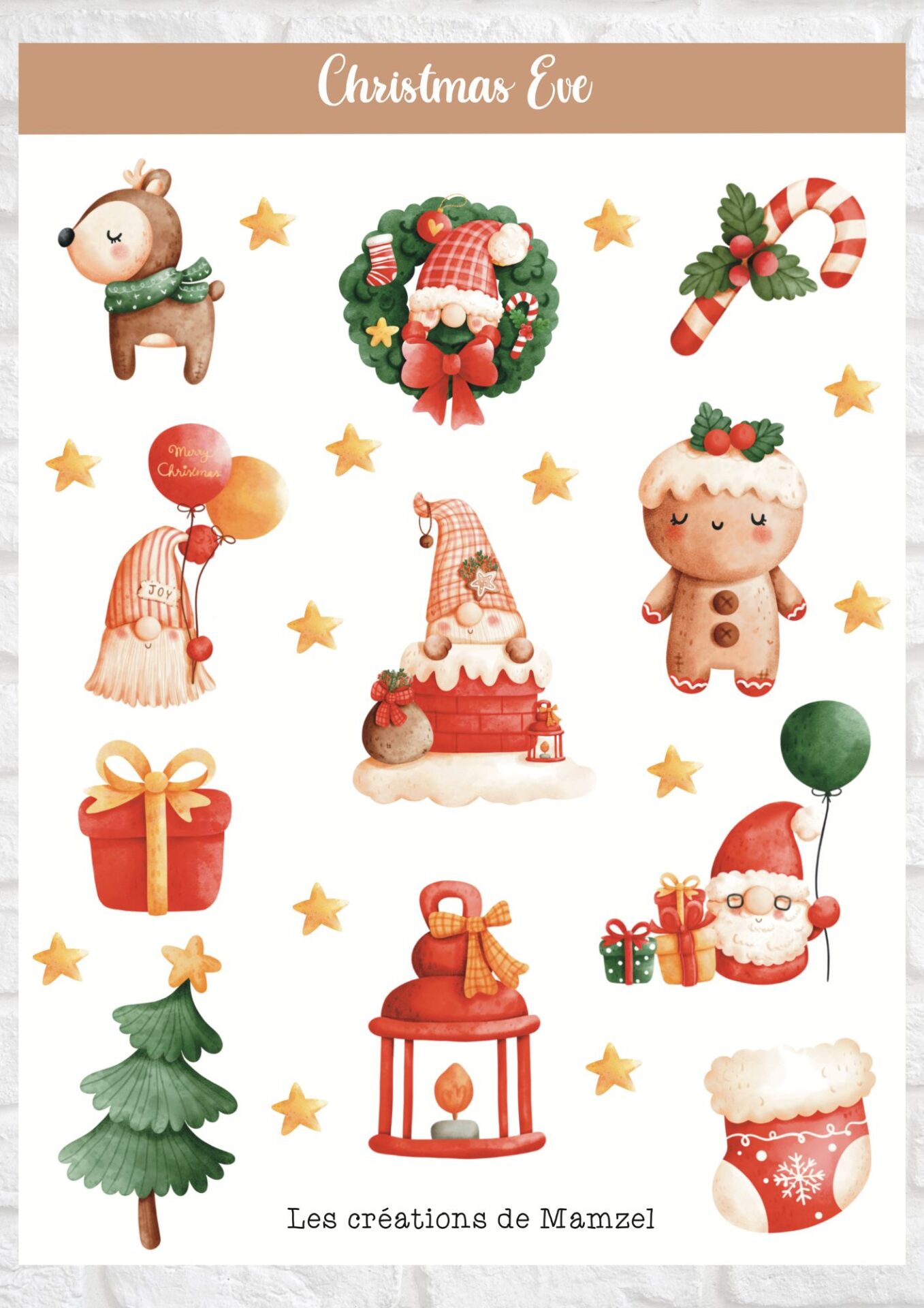 Planche de stickers – Noël Christmas Eve
