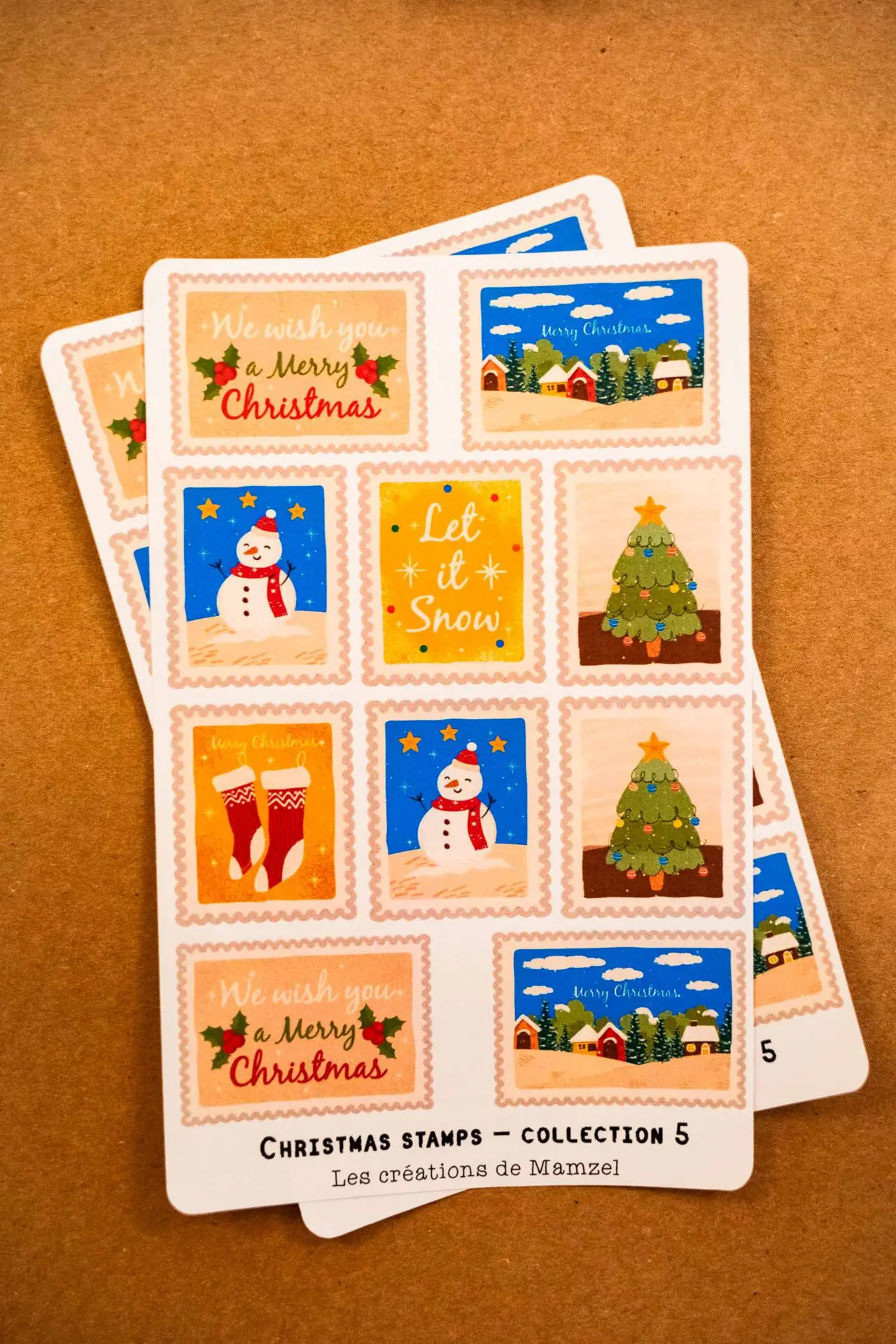 Vente en ligne de planche de stickers pour enfants / ados et bullet journal et agenda - Boutique en ligne de stickers pour enfants - Création française - Stickers Noël , stickers père Noël - Stickers pour les fêtes de fin d'année. Autocollant - gommettes de noël - création artisanale - fait main - stickers prédécoupées - boutique françaises - Noël - fêtes de fin d'année - Joyeux noël - Bonne année - stickers pour les paquets cadeaux - stickers timbres - collection 5 - Christmas stamps - timbres noël