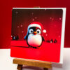Carte de vœux de Noel et de fin d'année - Santa penguin - Vente en ligne de cartes de vœux artisanales fait main et création française / Boutique en ligne de créations de Noël et de fêtes de fin d’année. de fin d'année.