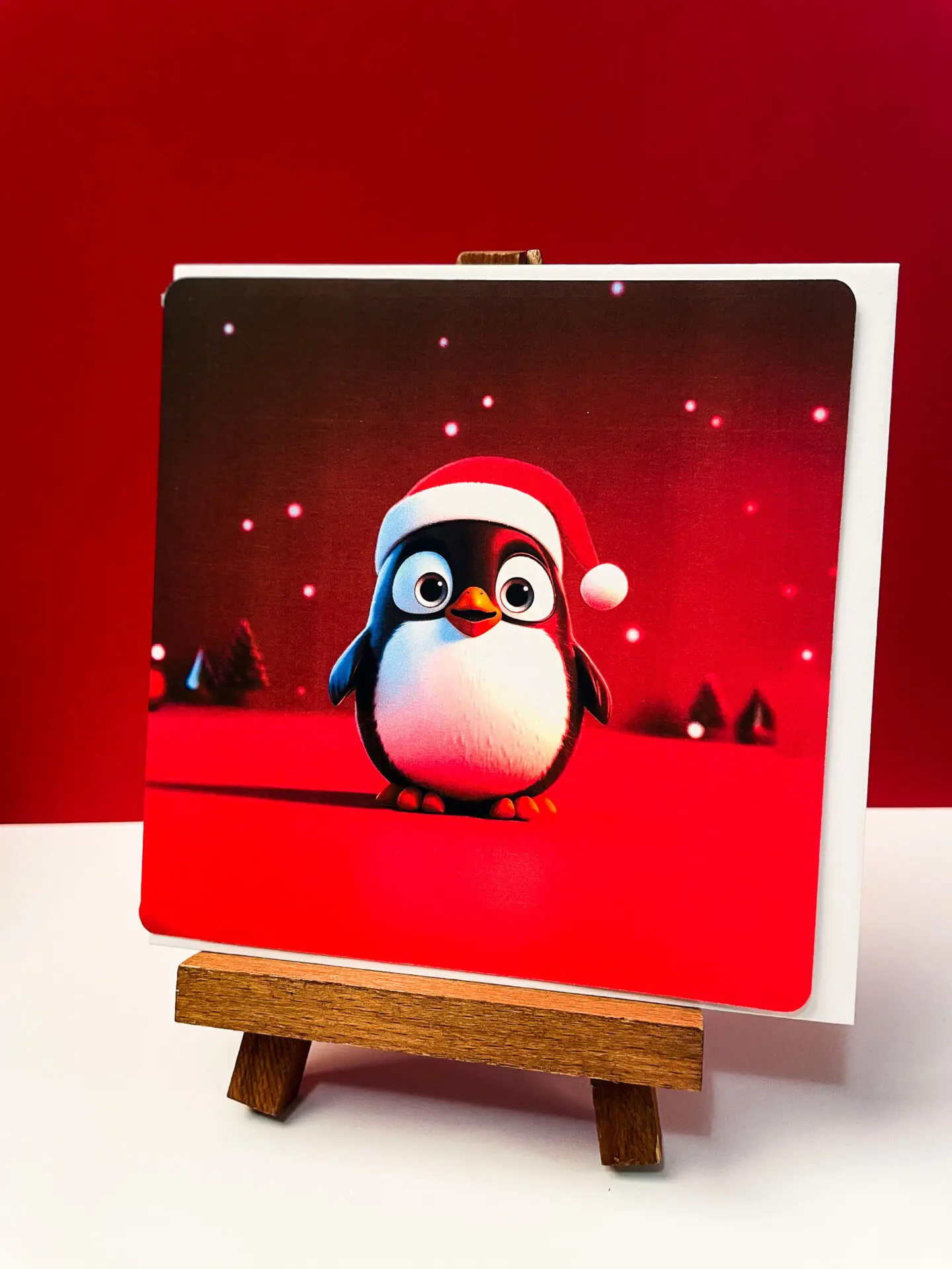 Carte de vœux de Noel et de fin d'année - Santa penguin - Vente en ligne de cartes de vœux artisanales fait main et création française / Boutique en ligne de créations de Noël et de fêtes de fin d’année. de fin d'année.