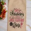 Sac à vin pour Noël - Rose pale - Emballage bouteilles pour Noël en toile de jute avec cordon de serrage - - Boutique en ligne d'idées cadeaux pour les fêtes de Noël et de décoration pour les fêtes de fin d'année.