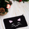 Trousse de Noël - chat - trousse pour maquillage ou pour tout autre accessoire. fermeture zippée en métal - Boutique en ligne d'idées cadeaux pour les fêtes de Noël et de décoration pour les fêtes de fin d'année.